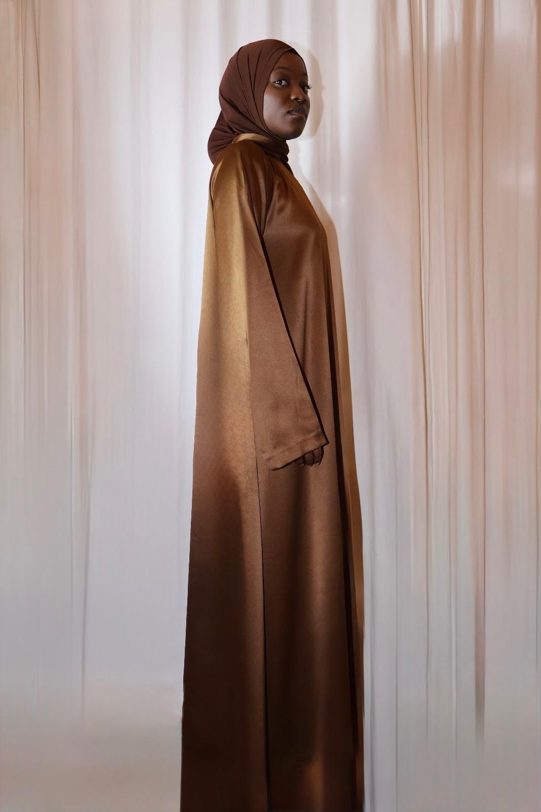 Satin Shawl Dress Bronze