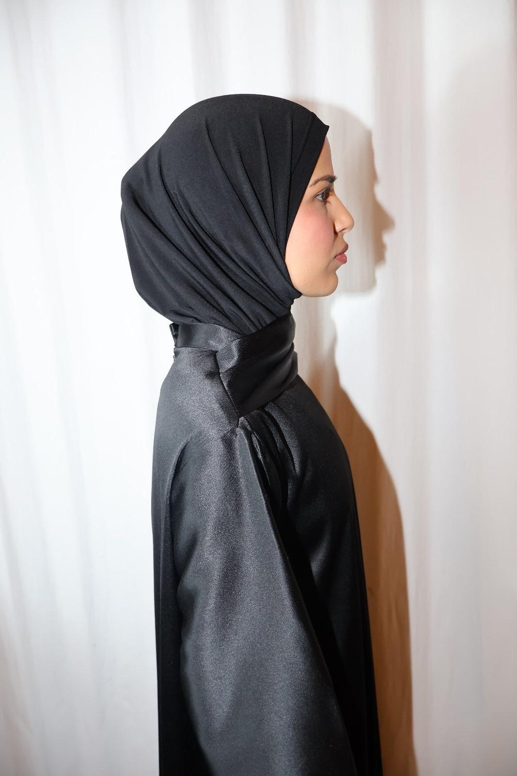 Satin shawl Dress Charcoal