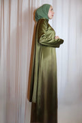 Satin Shawl Dress Olive